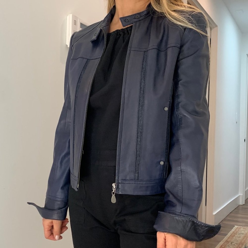 PAIGE leather denim jacket